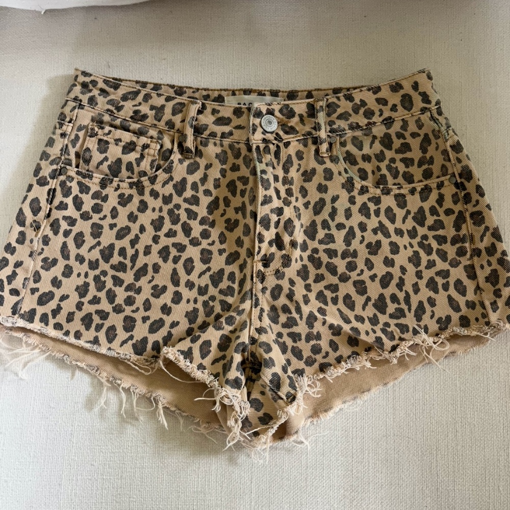PACSUN High Rise Festival Leopard Print Denim Cutoff Shorts Size 26